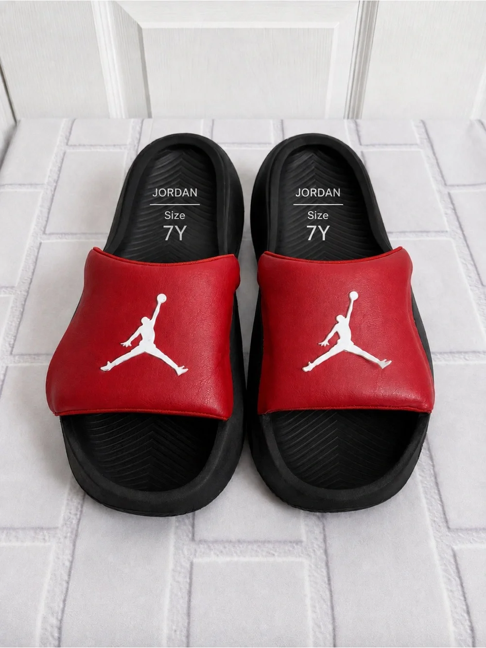 Jordan Red & Black Slide Sandals Youth Size 7Y | Comfortable Casual Slides